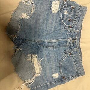 Levi's Light Blue Distressed Jean Shorts